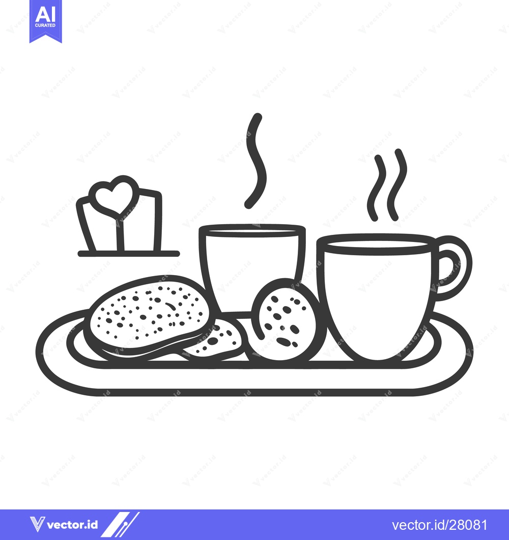 Premium Vector dari A black and white illustration of breakfast on a tray