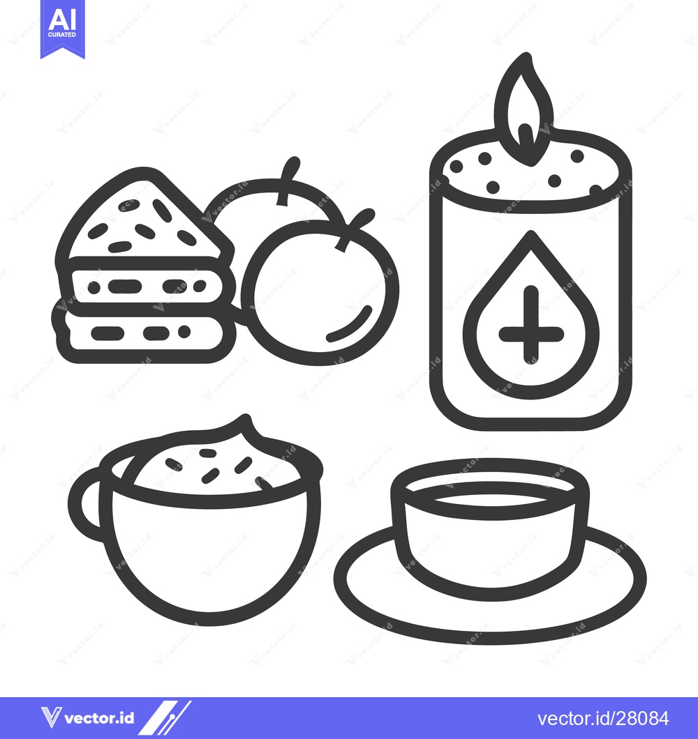 Premium Vector of Black and white illustrated food and beverage collection