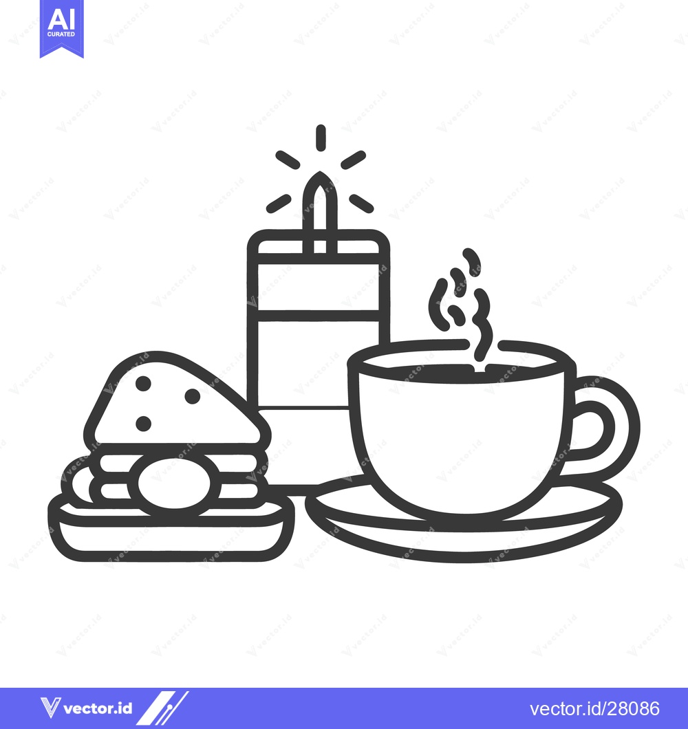 Premium Vector of An illustration of a hamburger a candle and a cup of tea