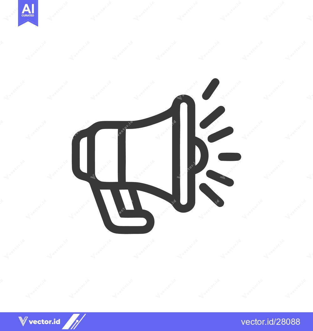 Premium Vector dari Bold Outline Megaphone Icon with Sound Waves on White Background