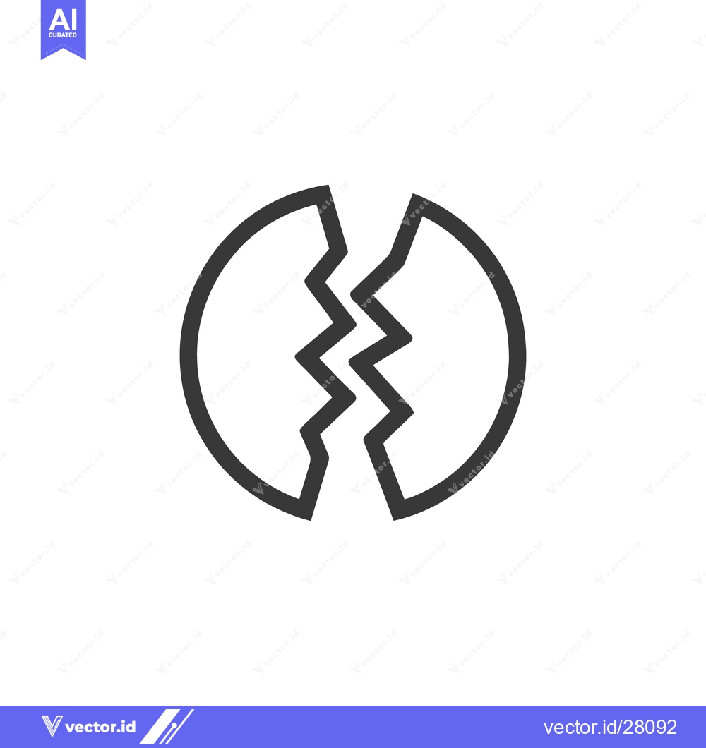 Premium Vector dari Cracked Eggshell Icon: Minimalist Design with Sharp, Jagged Break