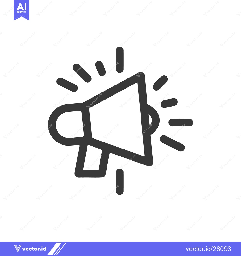 Premium Vector of Bold Megaphone Icon with Radiating Sound Waves on White Background