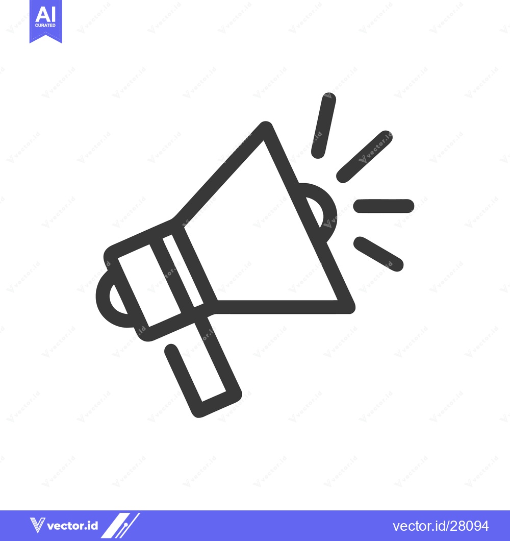 Premium Vector of Bold Outline Icon: Megaphone Broadcasting with Sound Waves