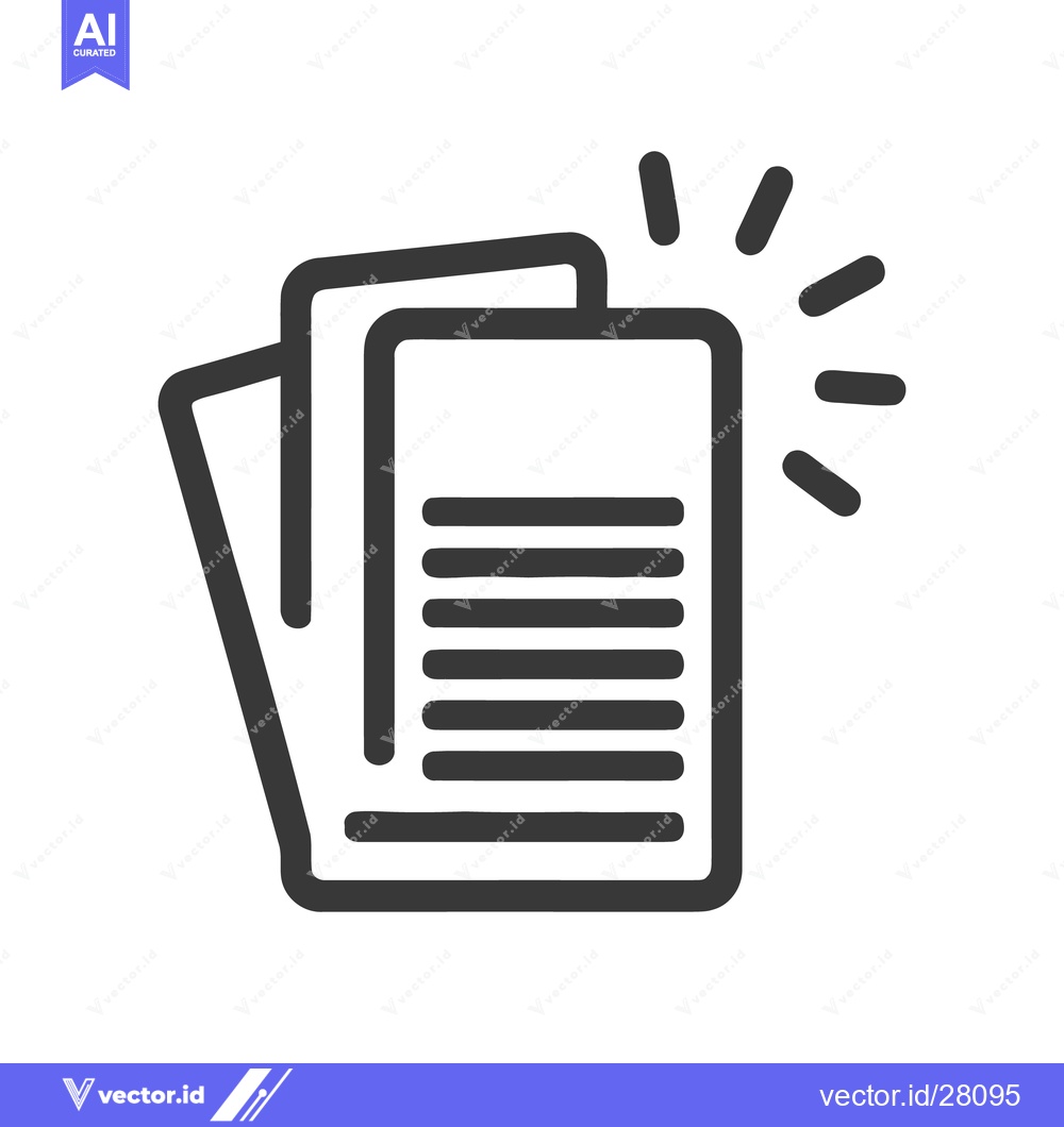 Premium Vector dari Shining Documents Icon: Stacked Papers with Radiating Highlight, Moder