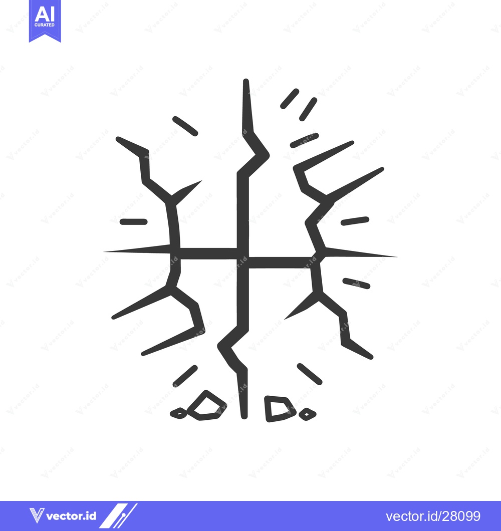 Premium Vector dari A detailed graphic illustration showcasing a cracked and shattered sym