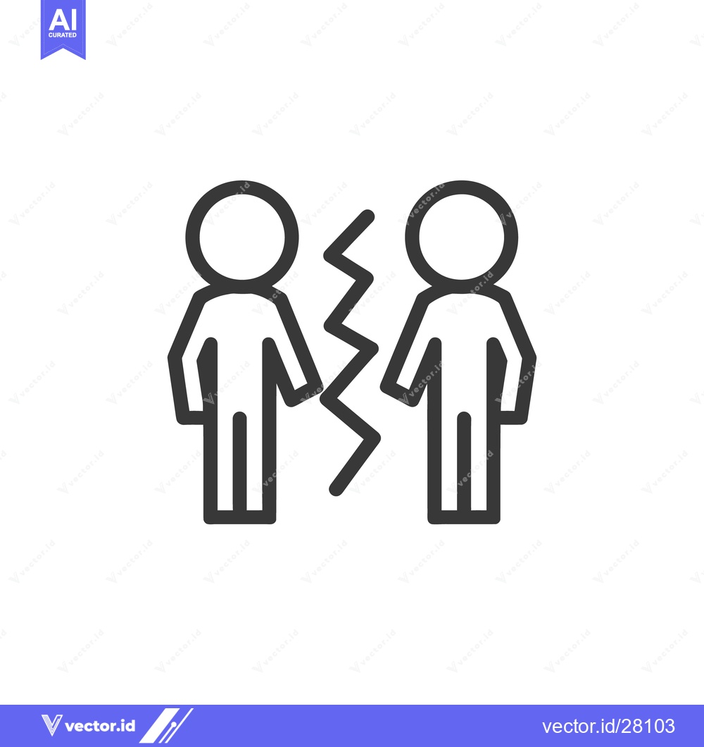 Premium Vector of Two stylized figures separated by a jagged broken line