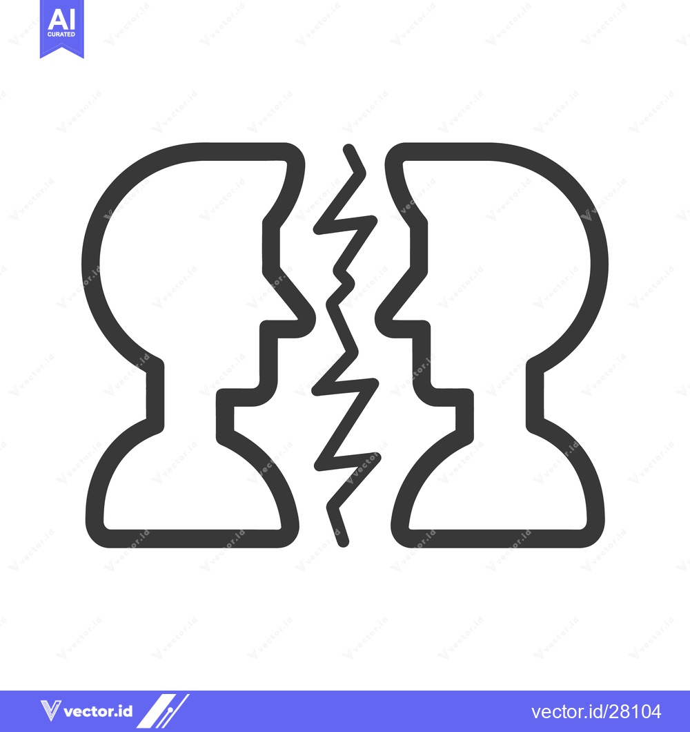 Premium Vector of The symbolic illustration depicts a fractured relationship between two