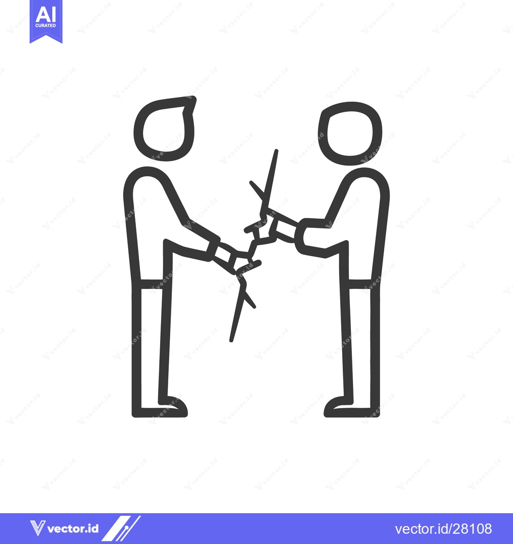 Premium Vector dari Two stick figures are facing each other with a shattered object