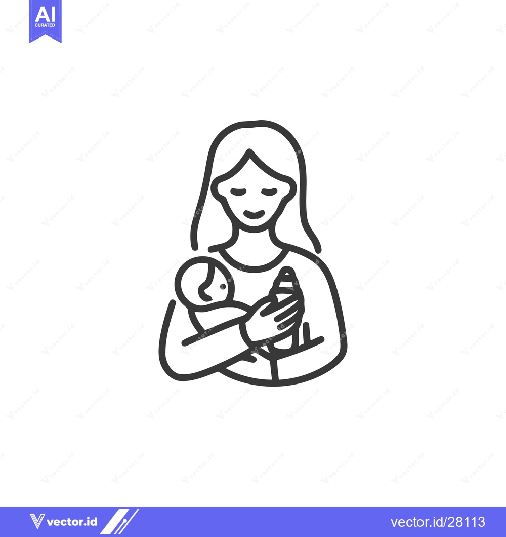 Premium Vector of Minimalist Mother and Baby Line Art Illustration on White Background