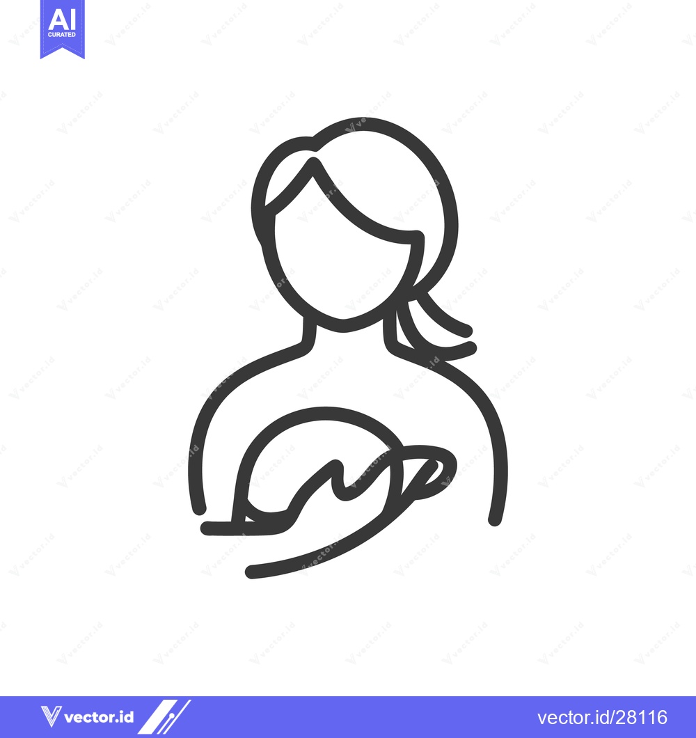 Premium Vector of A simple line illustration depicting a woman holding something gently