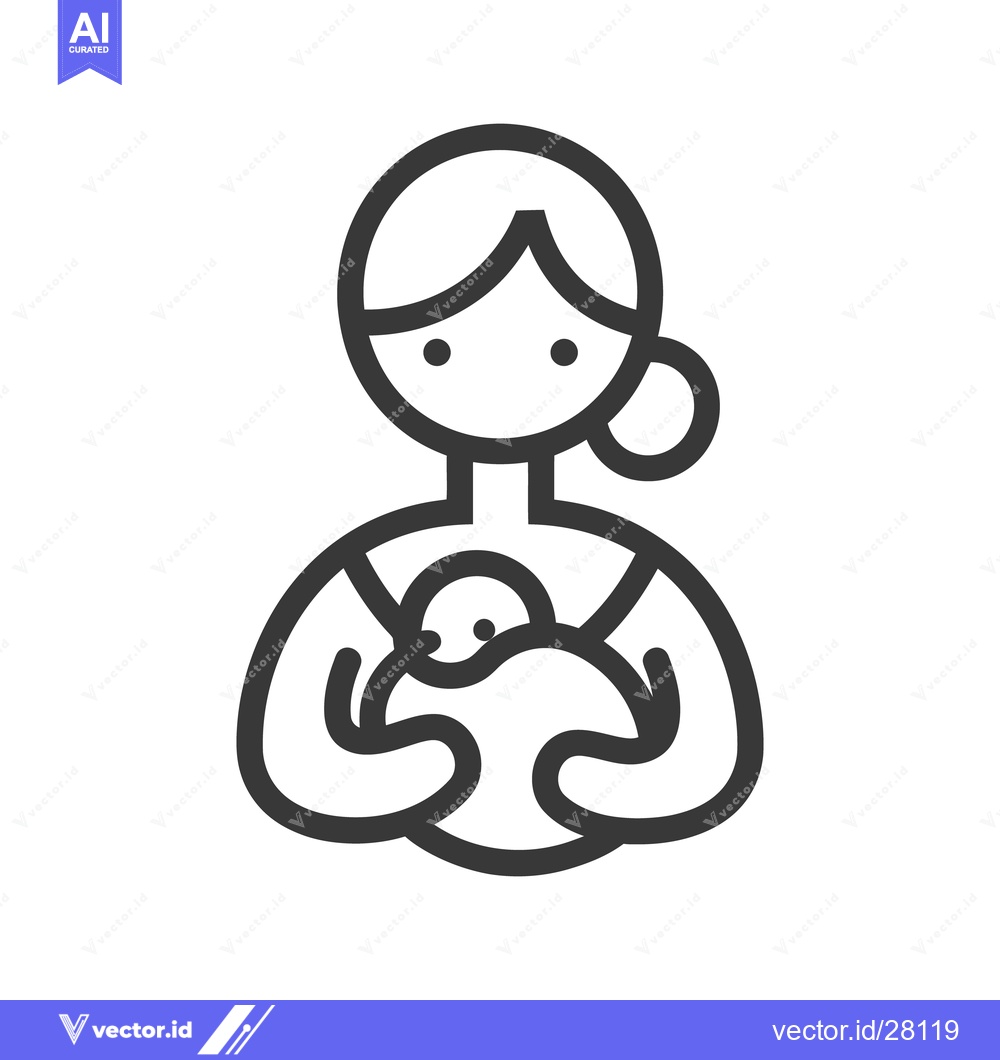 Premium Vector dari A mother embracing her child in a simple outlined illustration