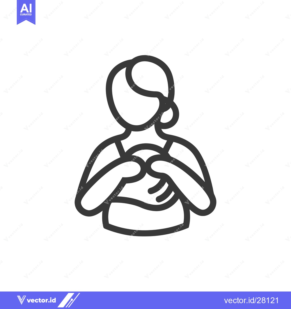 Premium Vector dari Simplified line drawing depicting a woman embracing her breasts