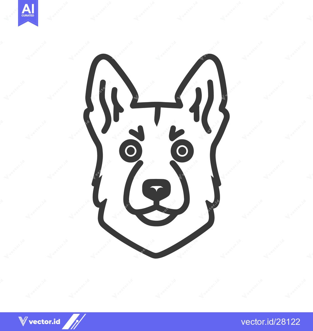 Premium Vector of A graphic line drawing illustrates the front view of a dog face