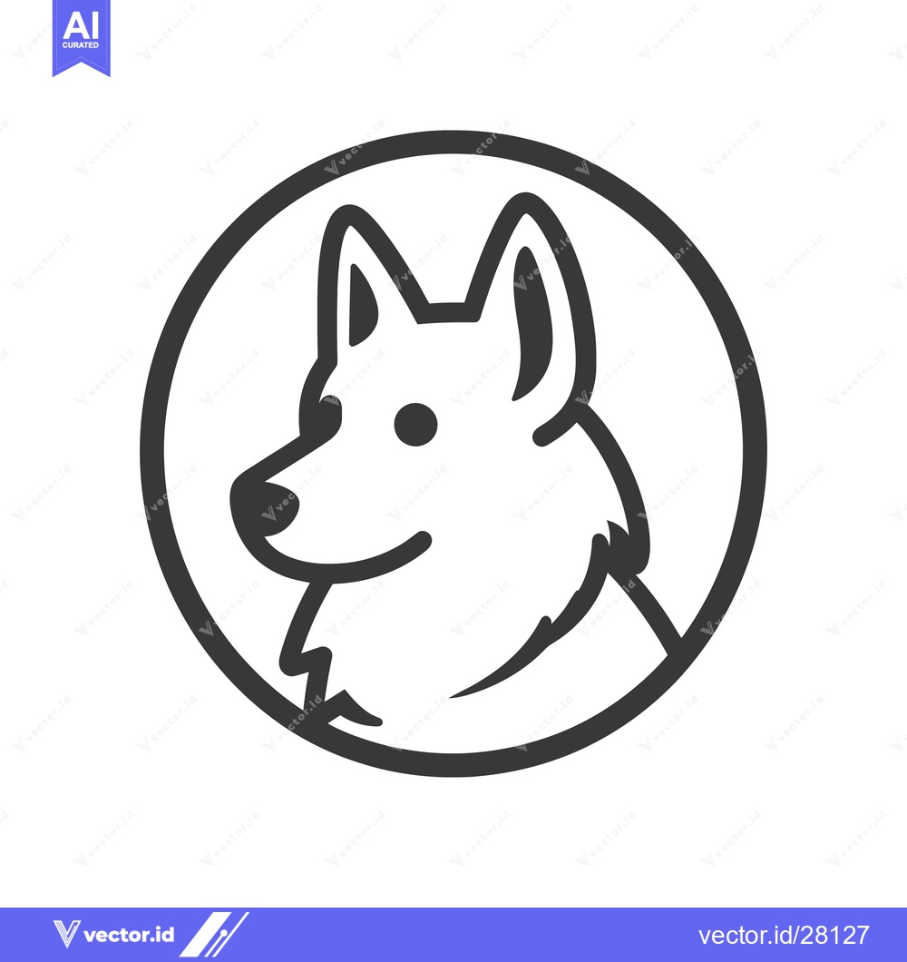 Premium Vector of A simple black and white line art dog within a circle