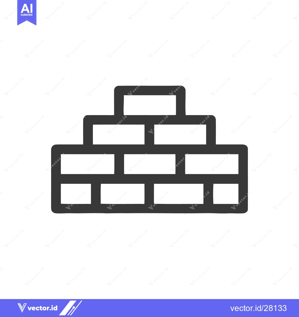 Premium Vector of Simple Brick Wall Icon: Construction, Building, and Architecture Symbo