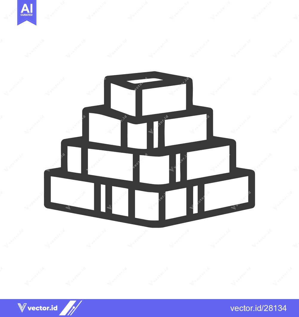 Premium Vector dari Stacked Boxes Outline: Minimalist Pyramid Structure on White Backgroun