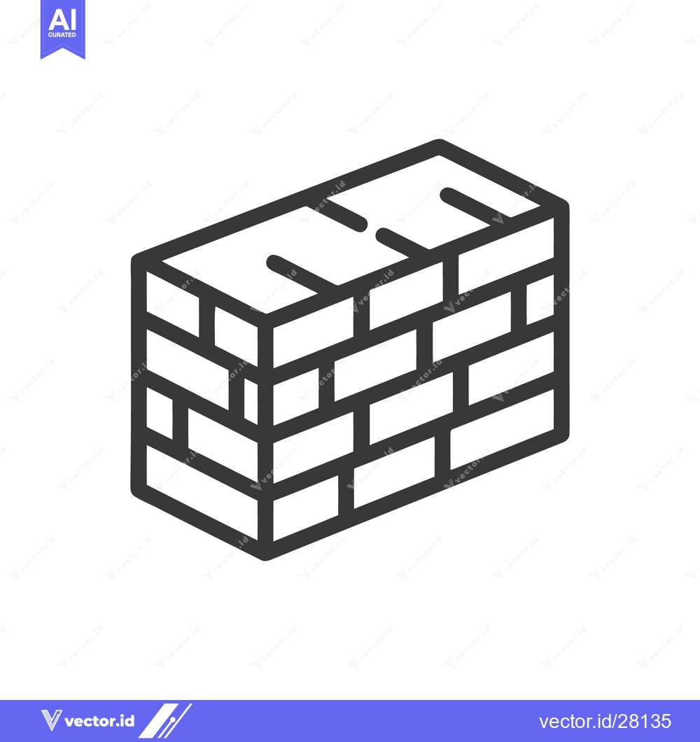 Premium Vector of Isometric Brick Wall Icon: Clean Line Art Construction Element