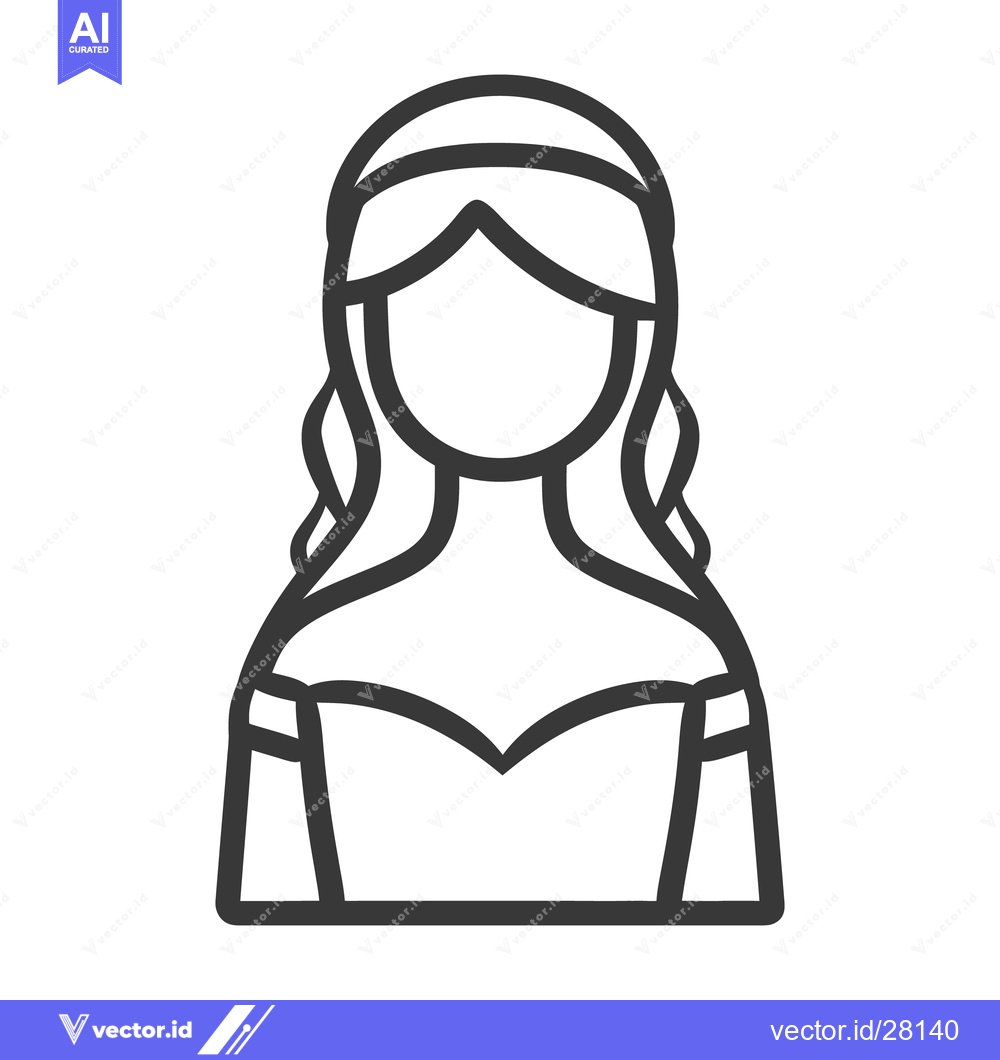 Premium Vector dari An outlined illustration of a young woman in formal attire
