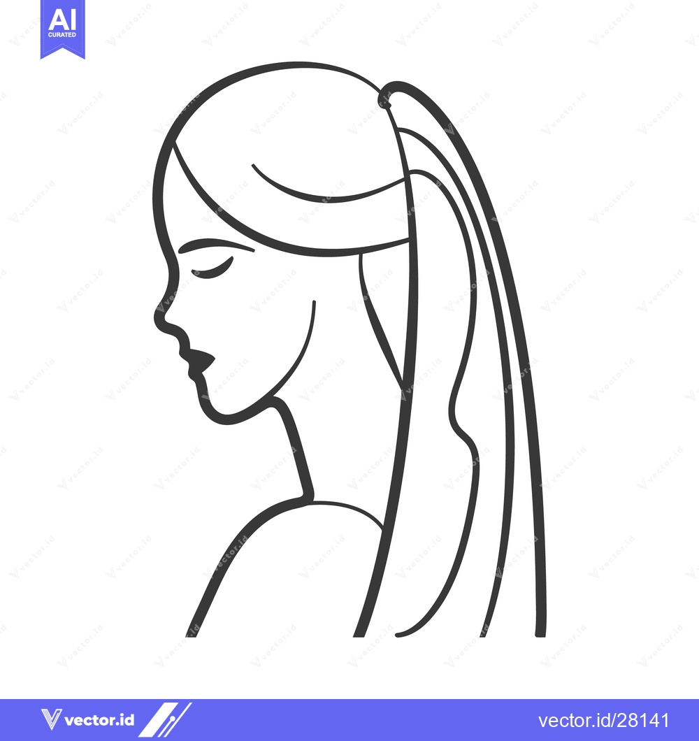 Premium Vector of A simple line drawing portrait of a woman with long hair