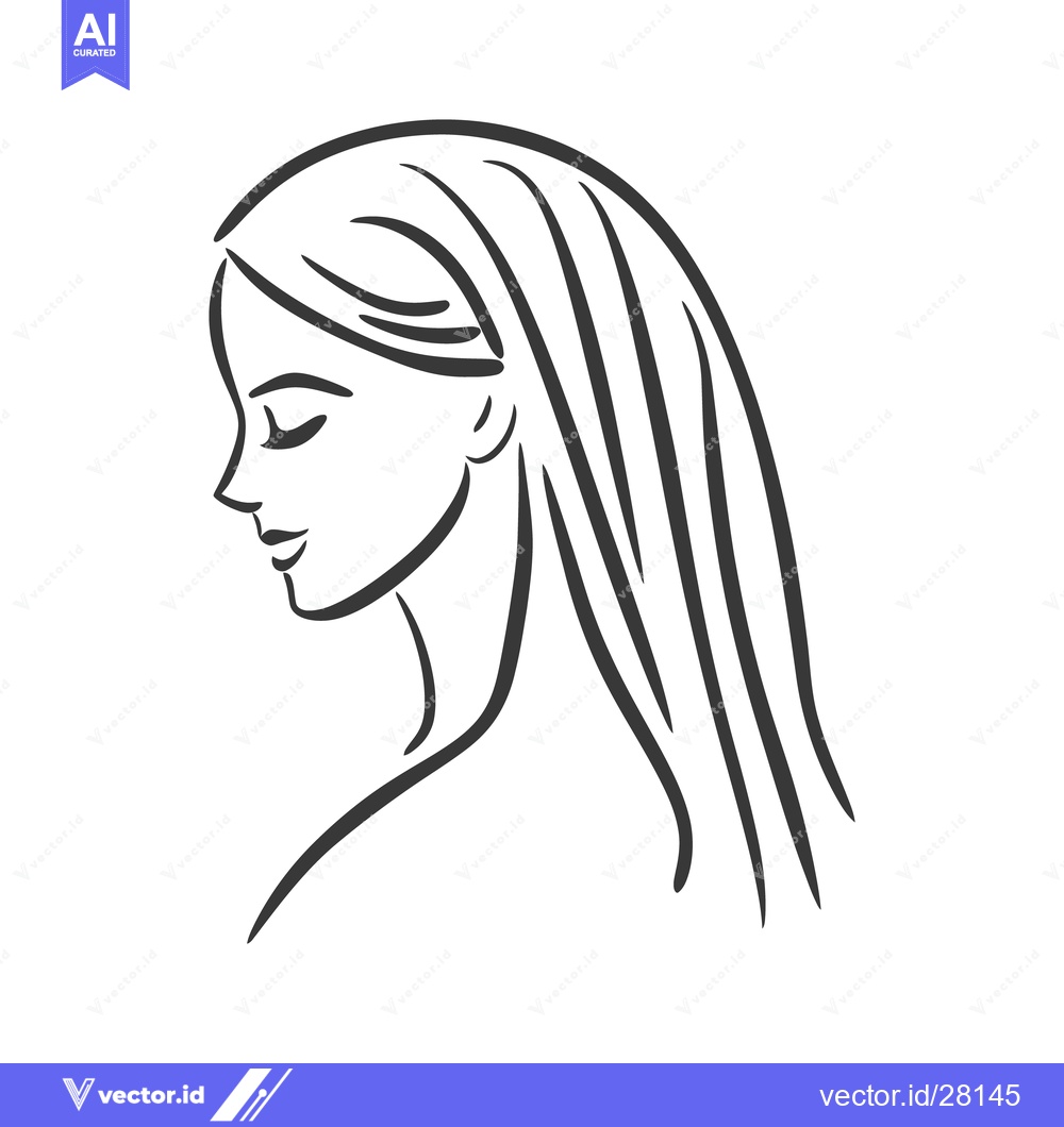 Premium Vector dari A simple black line illustration of a woman looking down