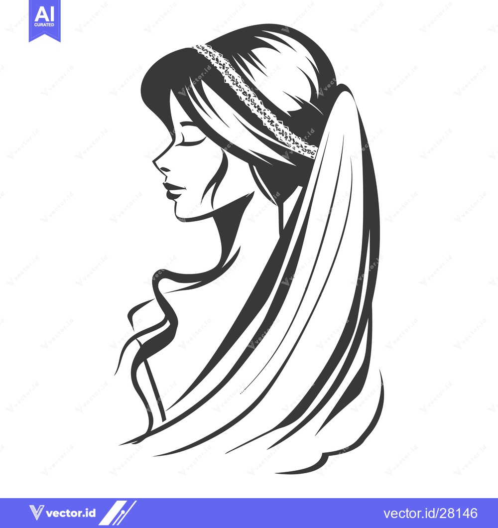 Premium Vector dari Elegant monochrome illustration of a woman with long flowing hair