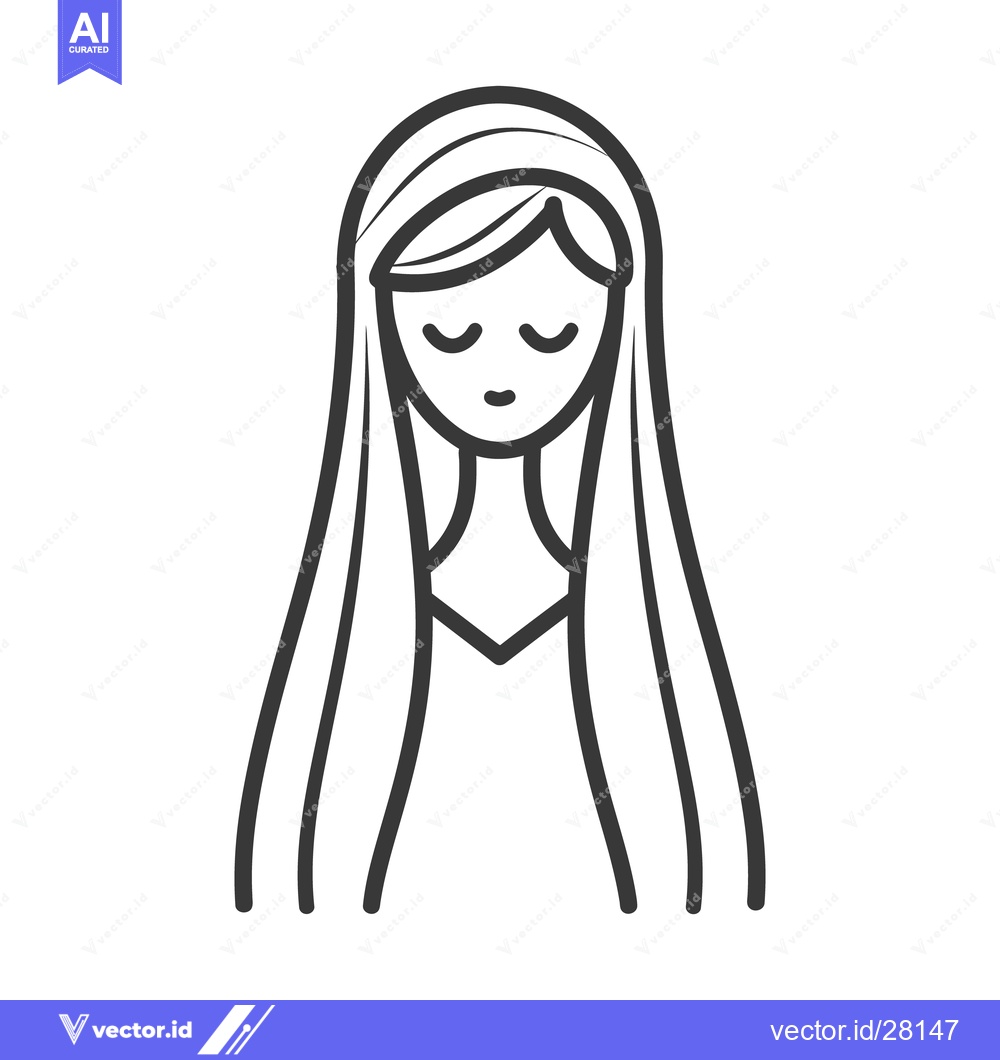 Premium Vector of Simple black and white image of a woman in a head covering
