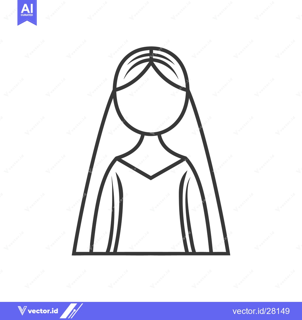 Premium Vector dari A simple line drawing of a woman with a veil