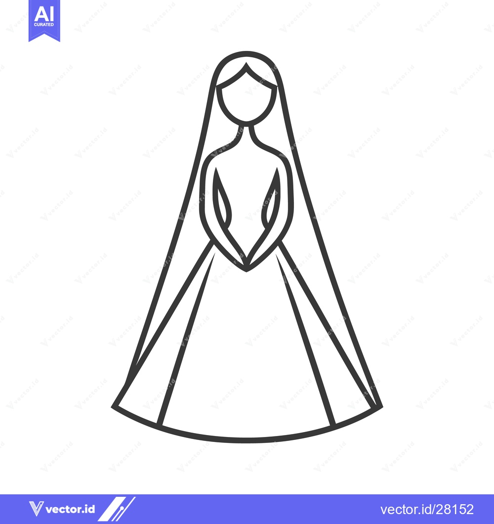 Premium Vector dari The simplistic line art drawing of a woman in a bridal gown