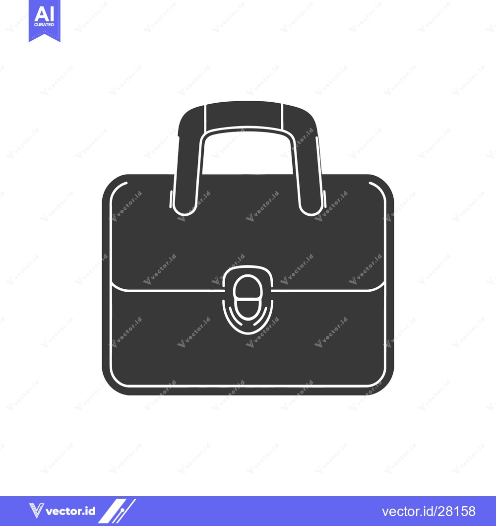Premium Vector of A black and white graphic illustration of a briefcase and handle
