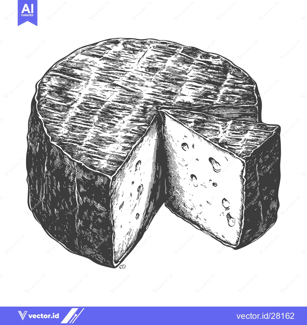 Premium Vector of A wheel of cheese sliced showing its interior texture