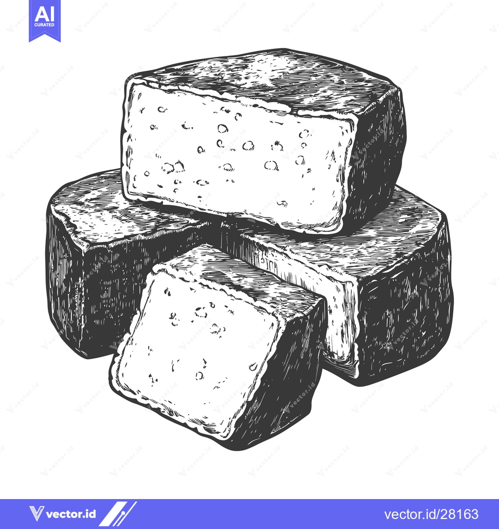 Premium Vector of A Hand Drawn Illustration Of Several Pieces Of Cheese