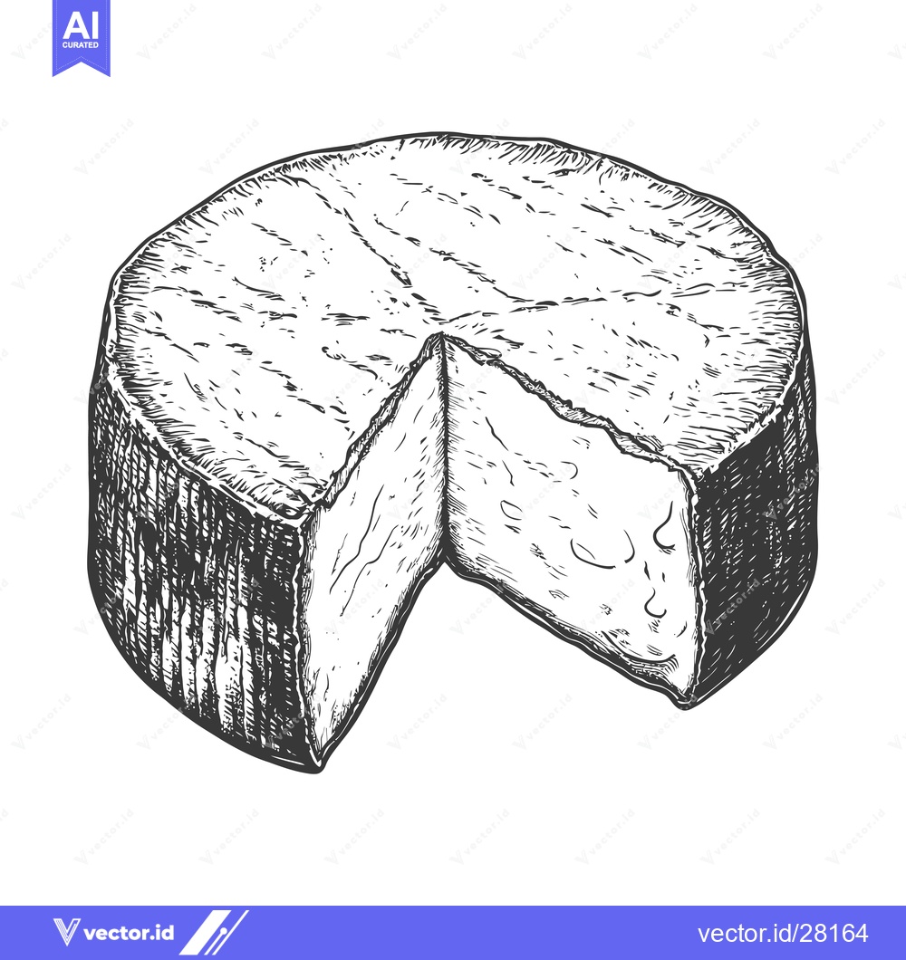 Premium Vector dari A round wheel of cheese is partially sliced