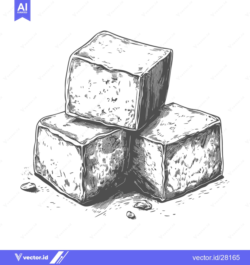 Premium Vector dari Three Ice Cubes Resting On A Flat Surface