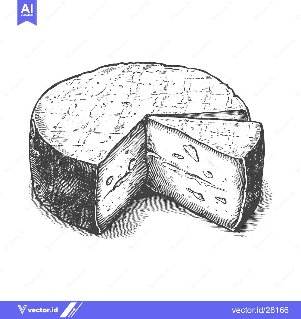 Premium Vector dari Hand Drawn Illustration Of A Round Cheese Wheel