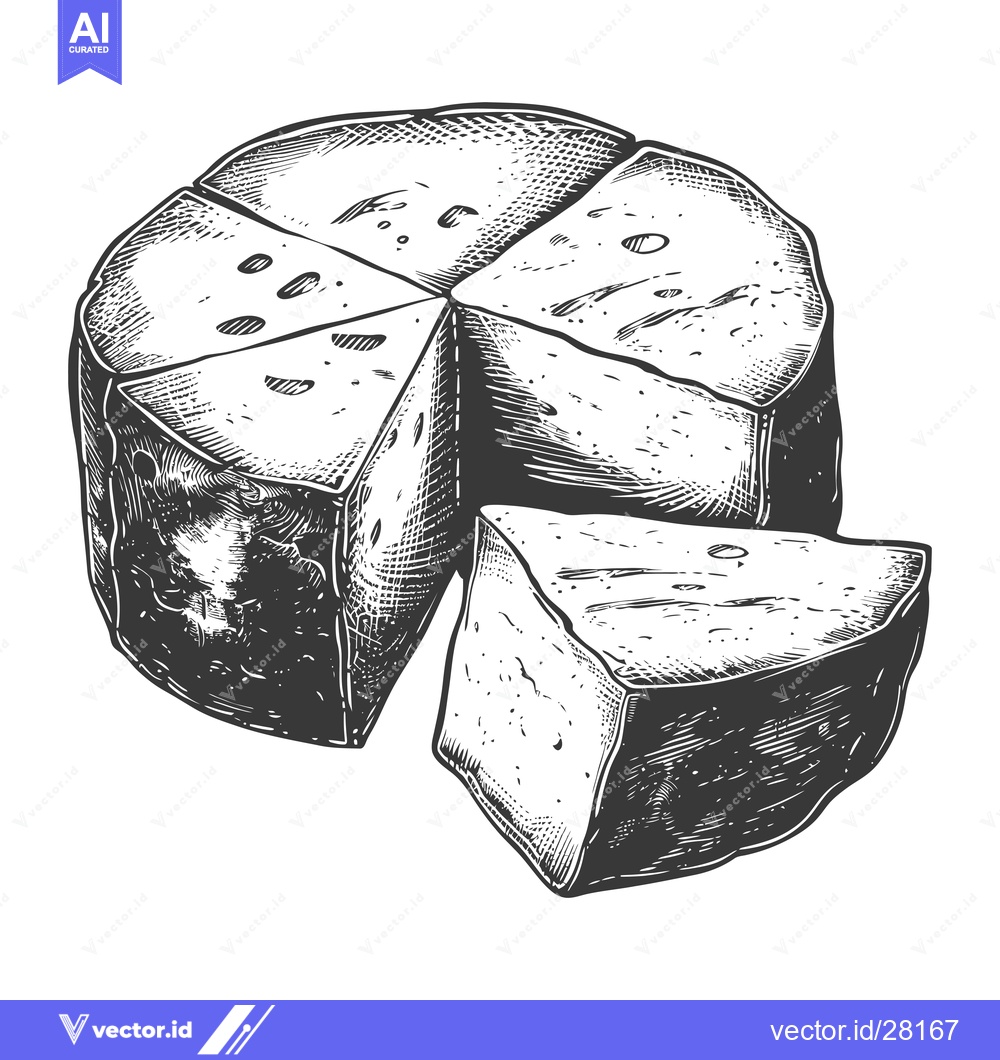 Premium Vector dari A wheel of cheese sliced into wedges