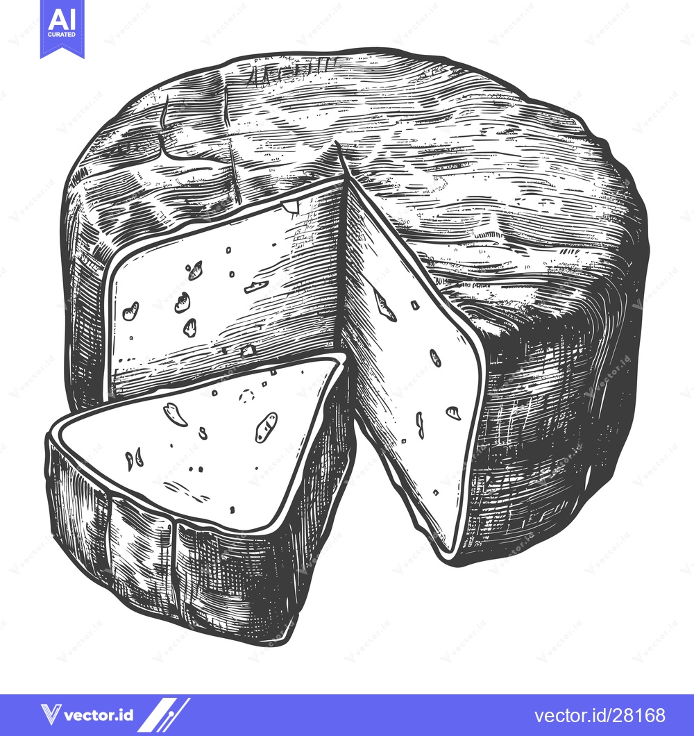 Premium Vector dari A Round Cheese Wheel Sliced Into Pieces