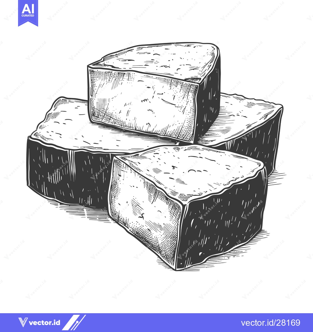 Premium Vector dari Three Cubes Of Delicious Cheese Illustration