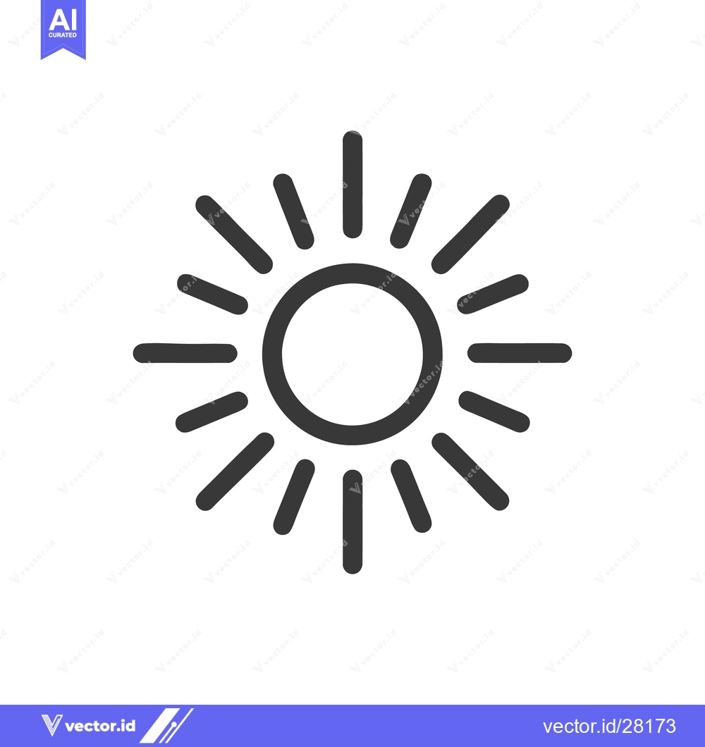 Premium Vector of Minimalist Sun Icon with Radiating Rays on White Background