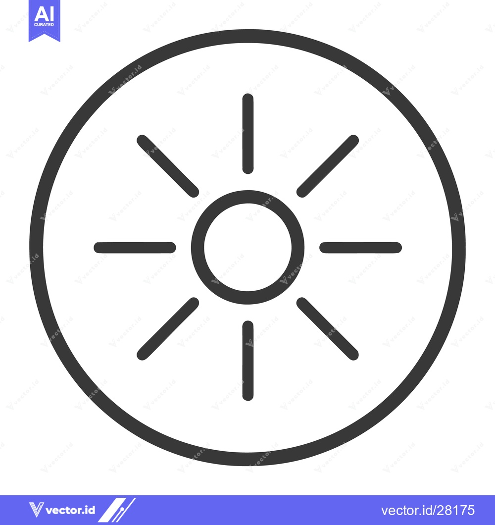 Premium Vector dari Minimalist Sun Icon: Simple Circle with Radiating Lines, Dark Gray on