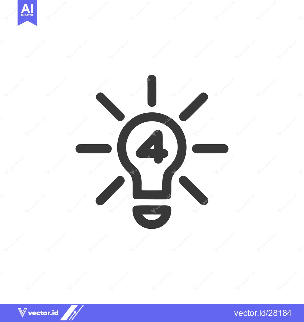 Premium Vector of Fourth Idea: Lightbulb Icon with Number Four Inside, Innovation Concep