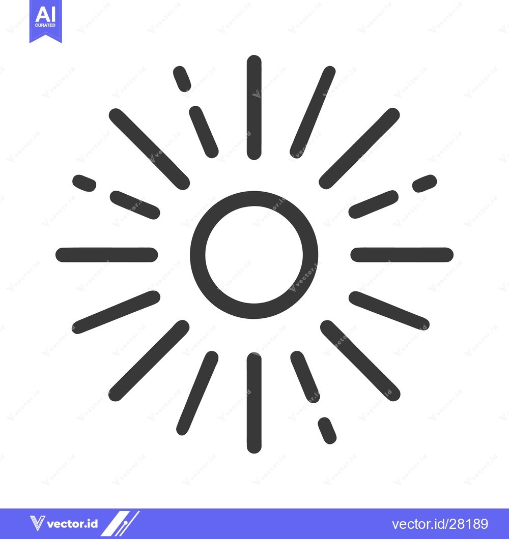 Premium Vector dari Minimalist Sun Icon with Radiating Rays, Dark Gray on White Background