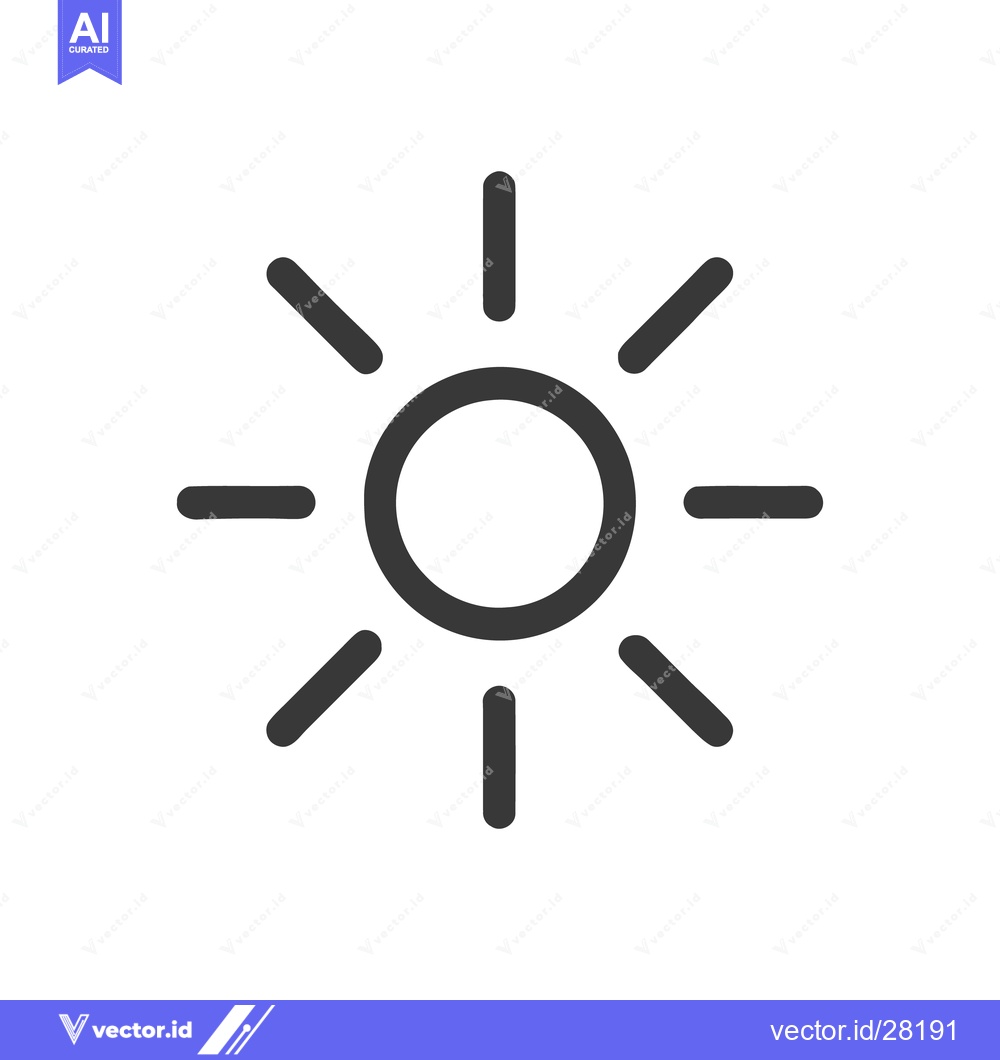 Premium Vector of Minimalist Sun Icon: Simple, Clean Design with Radiating Rays