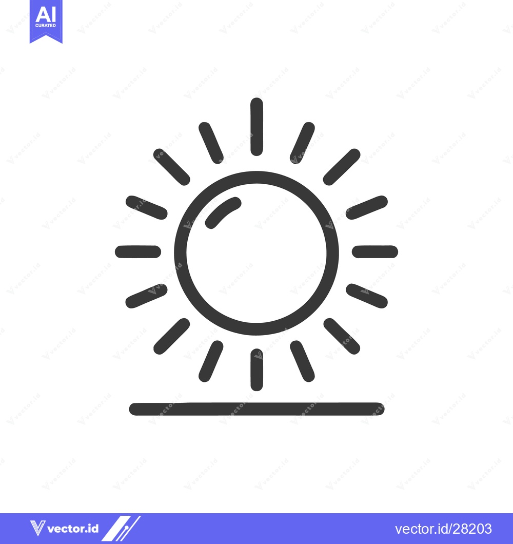 Premium Vector dari Minimalist Sun Icon Rising Above Horizon Line, Flat Design