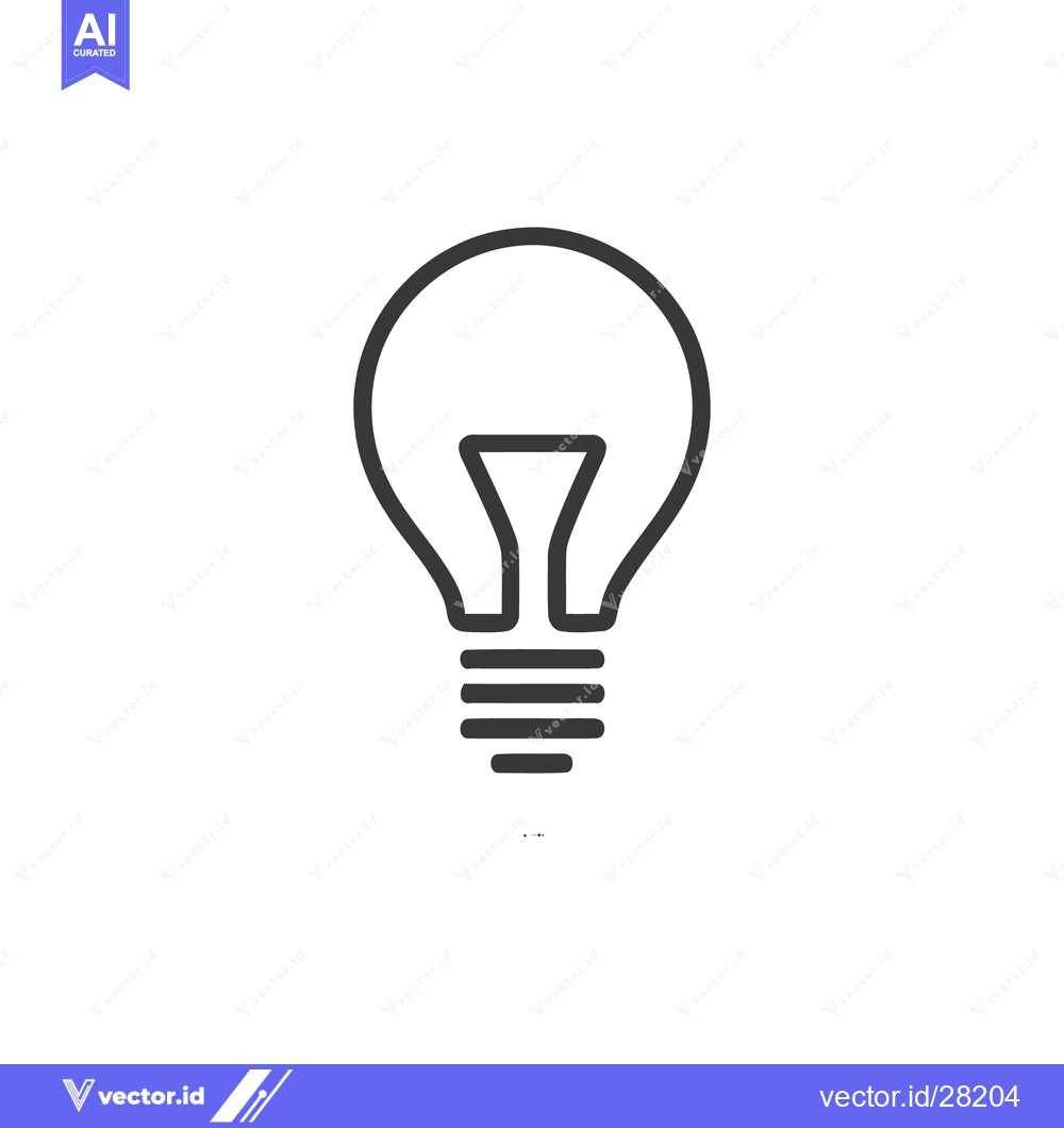 Premium Vector dari Minimalist Light Bulb Icon: Black Outline on White Background, Idea Sy