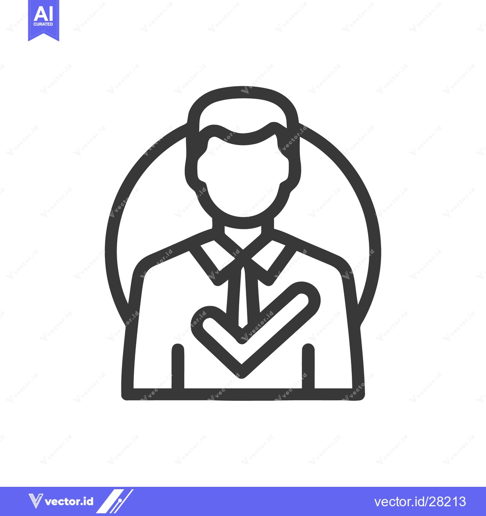 Premium Vector of Approved Candidate Icon: Outline of Person with Checkmark