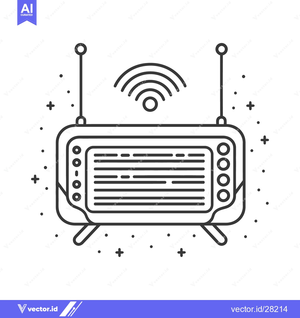 Premium Vector of Simple illustration showing a retro styled wireless network router dev