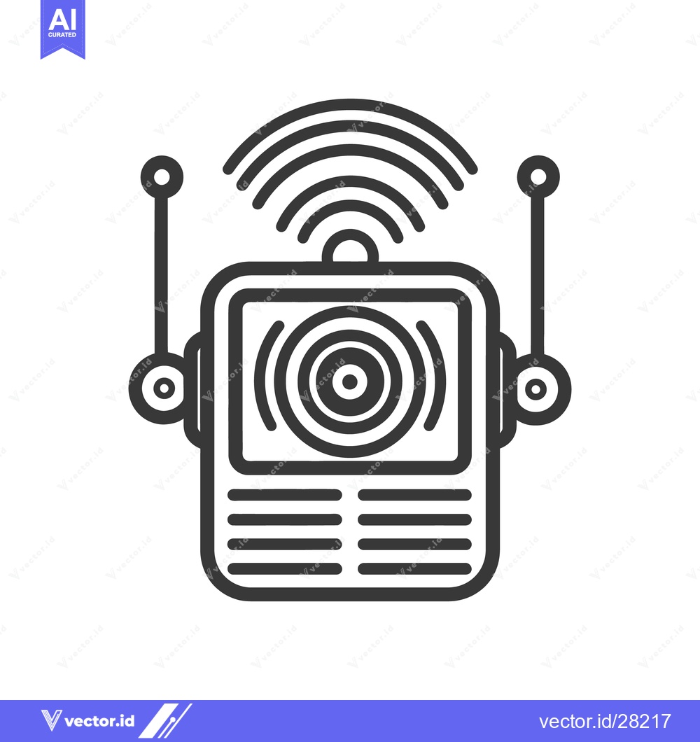 Premium Vector dari An illustrated robot with antennas and radiating communication waves