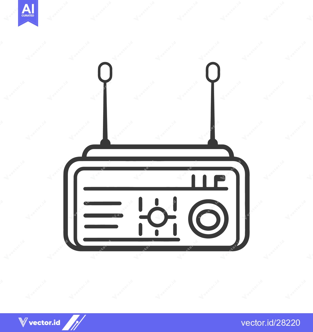 Premium Vector of A simple line drawing of a retro radio receiver