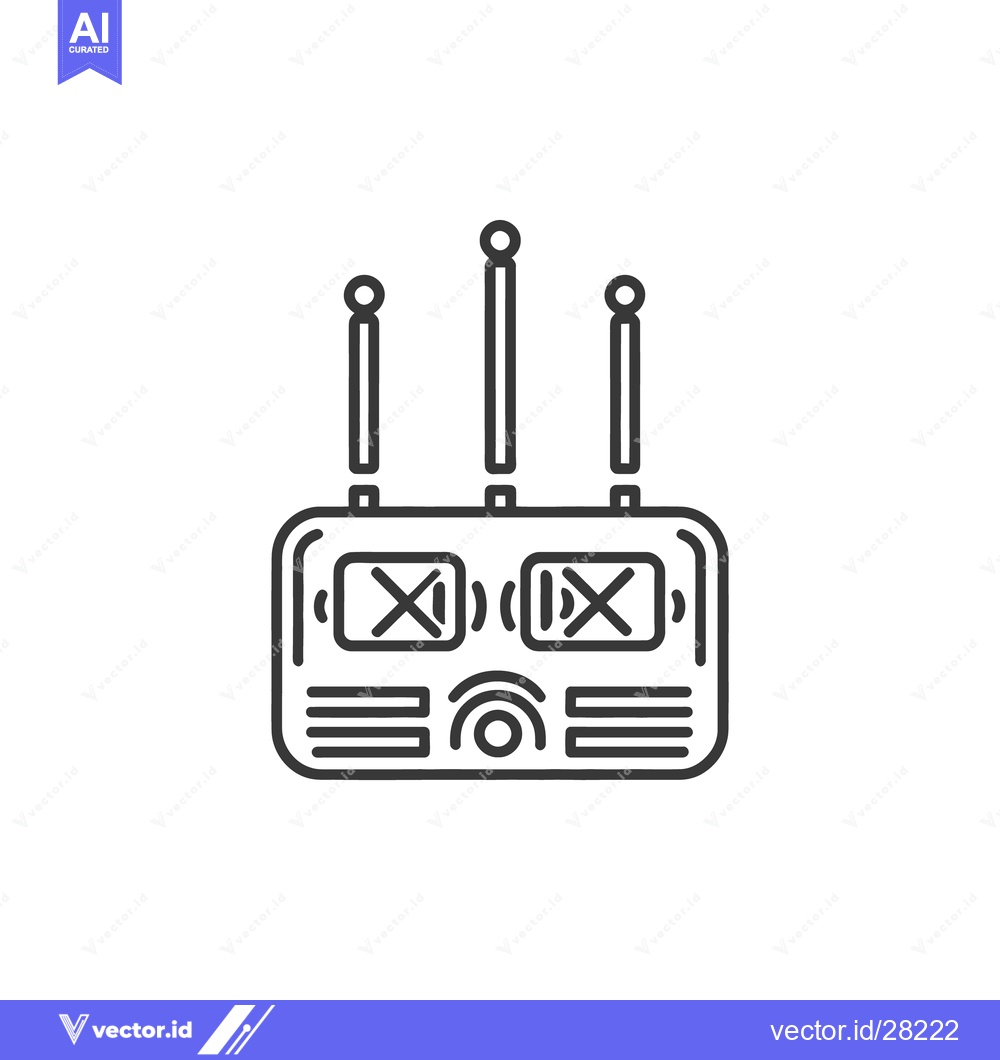 Premium Vector dari A monochrome illustration of a router with three antennas