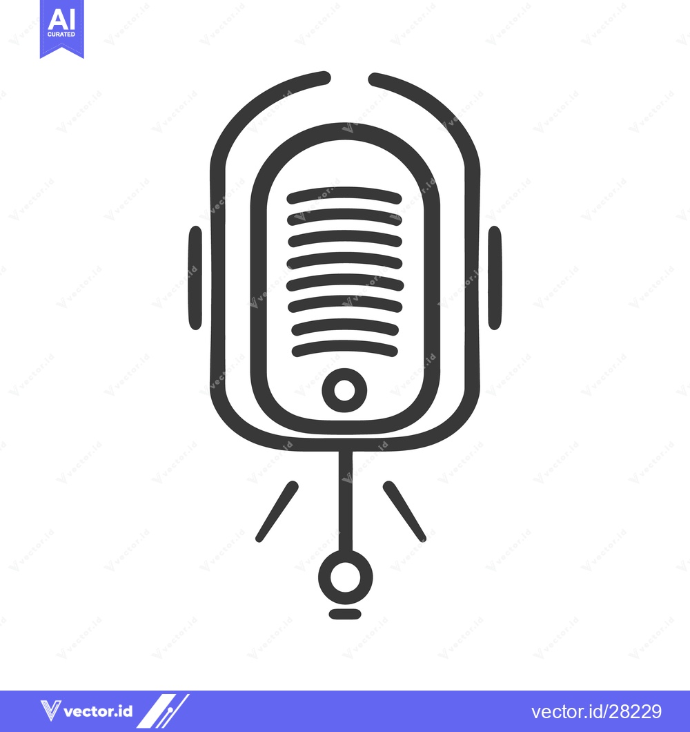 Premium Vector of Simple artistic black and white line drawing of a microphone